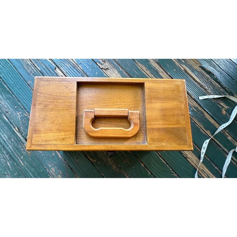 Vintage Wooden Gun Cleaning Kit Box with Handle and Latch 16 Inch Storage Case